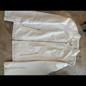 Ladies CALVIN KLEIN Leather Jacket in large.  Off-White. New without tags.